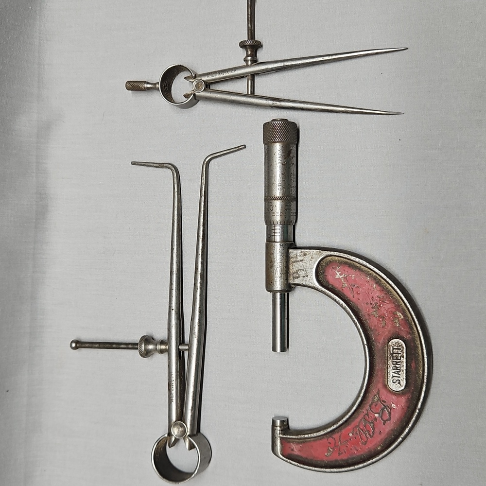 LS Starrett Co. No.436 1-2" Micrometer and 2 Calipers Machinist
